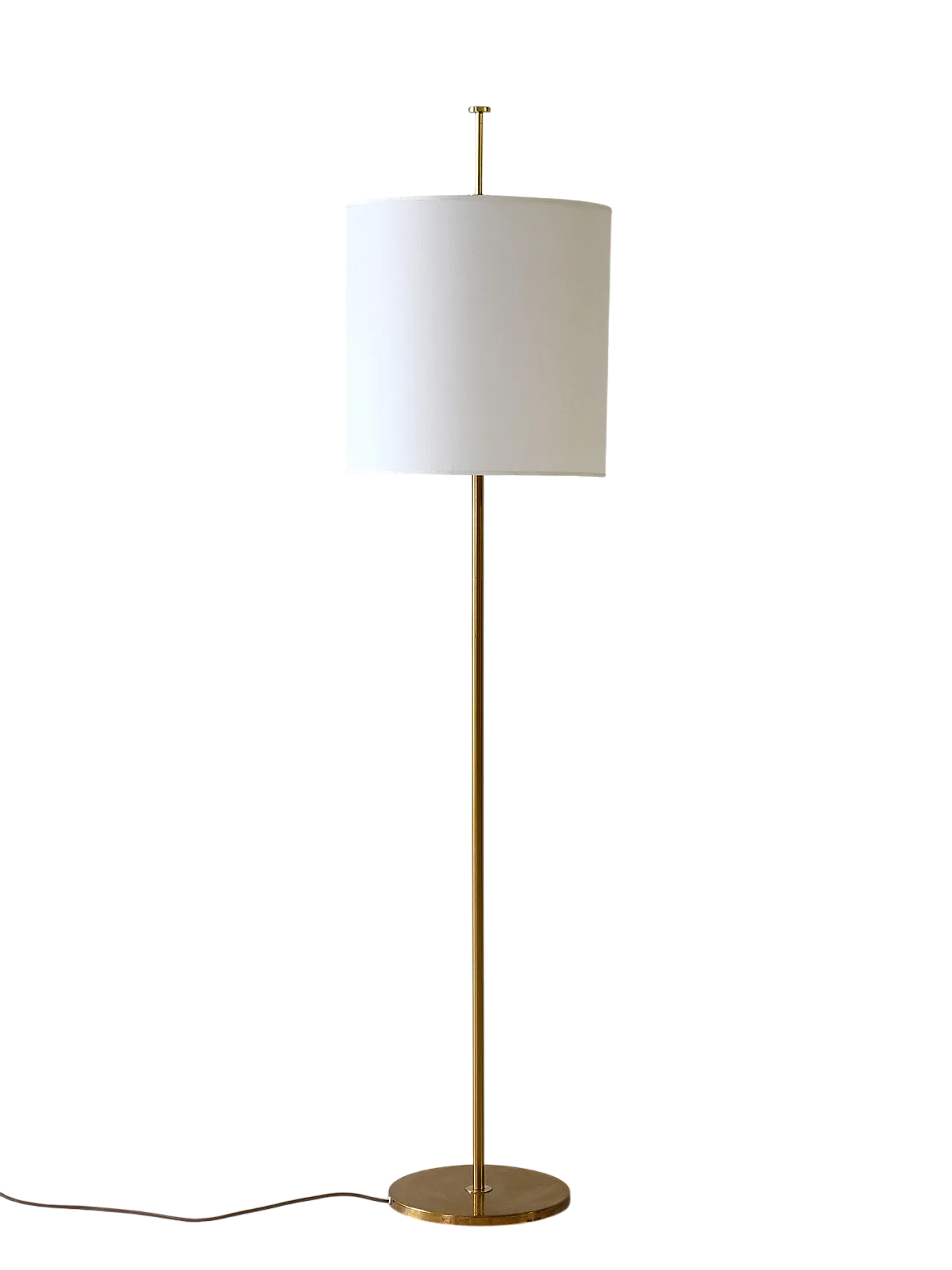 Scandinavian floor lamp in brass and fabric, 70s 7