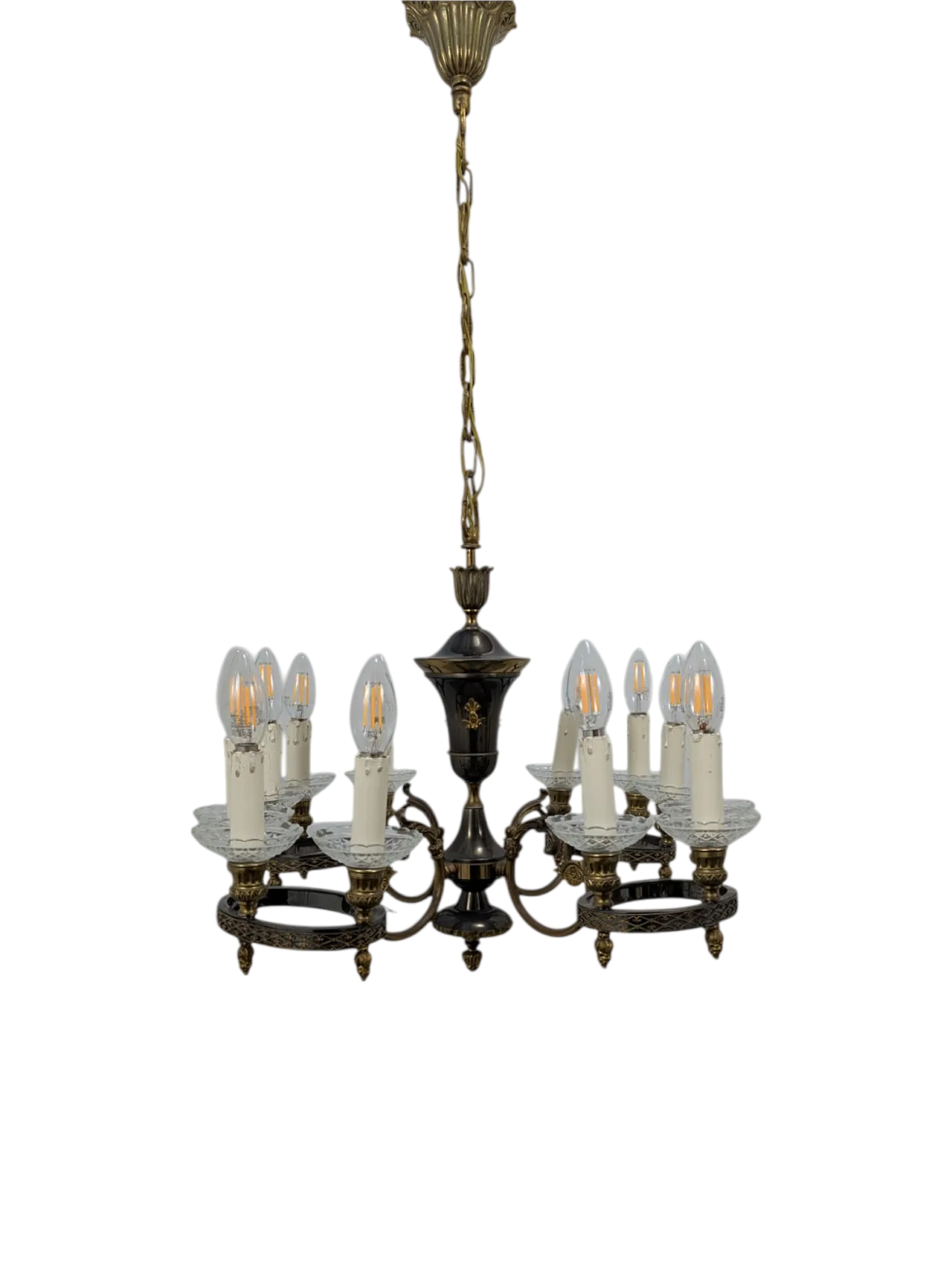 Brass chandelier with 12 lights, 50s 9