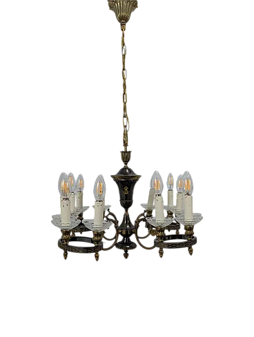 Brass chandelier with 12 lights, 50s