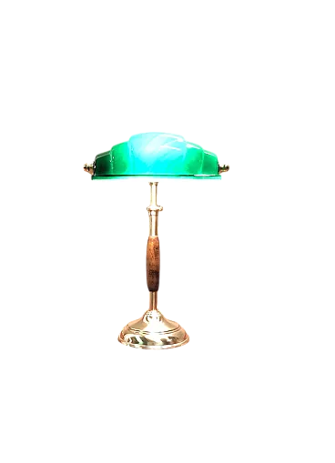 Desk lamp ministerial churchill in green and brass glass