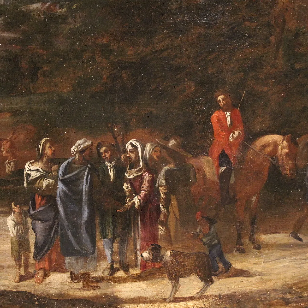 Landscape with figures, Italian oil painting, 18th century 7