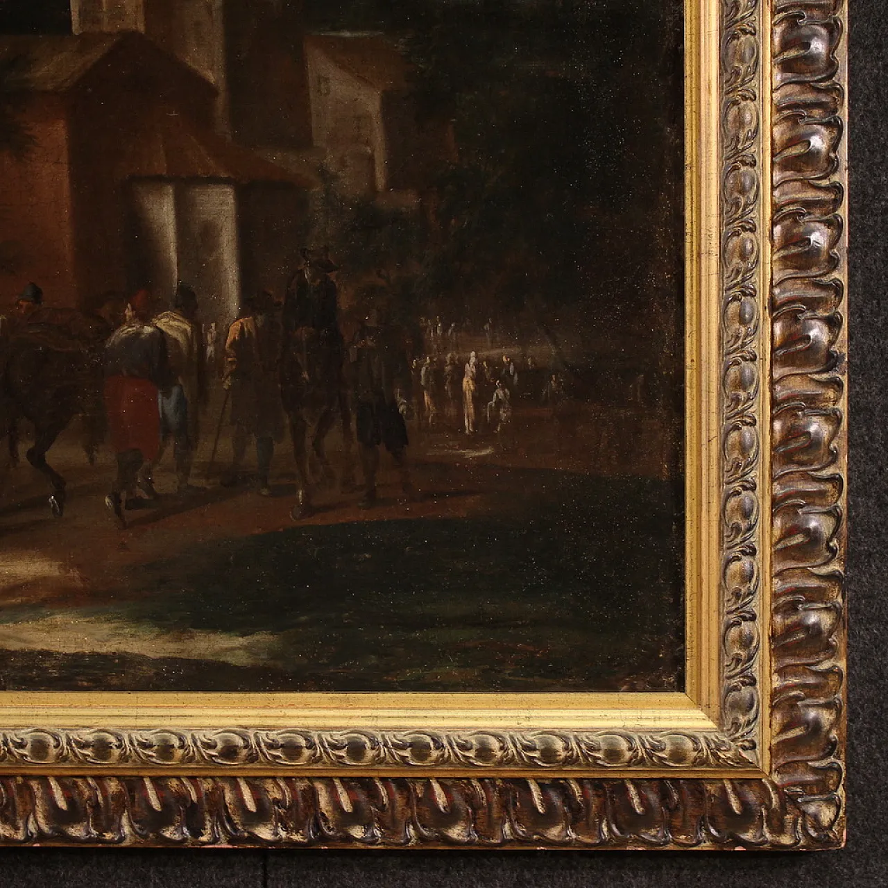 Landscape with figures, Italian oil painting, 18th century 9