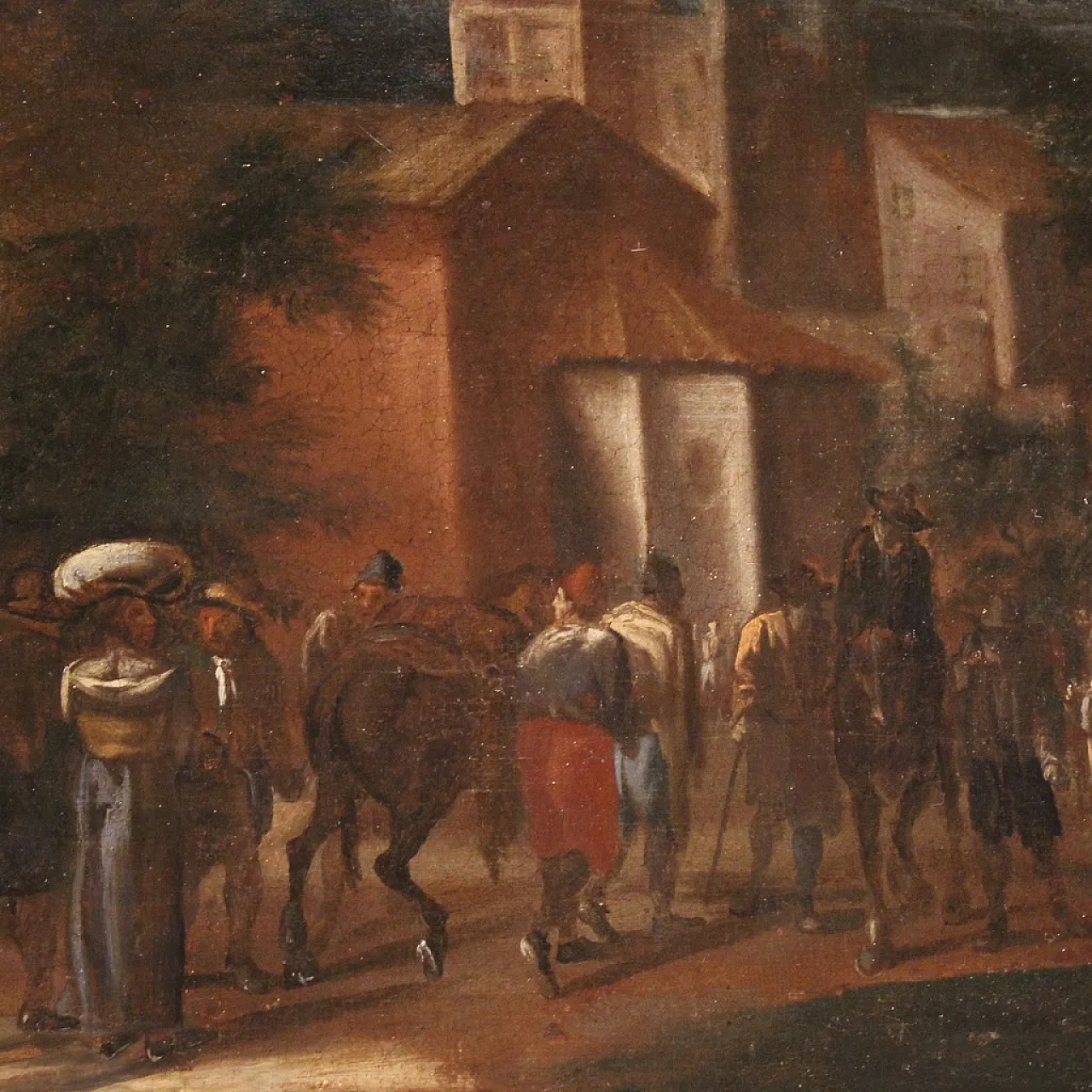 Landscape with figures, Italian oil painting, 18th century 10