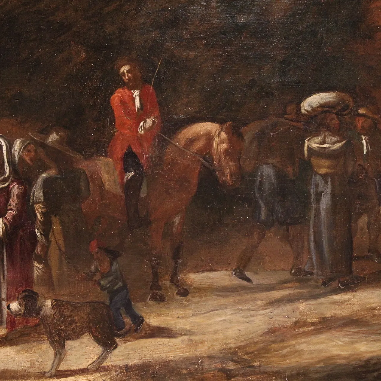 Landscape with figures, Italian oil painting, 18th century 12