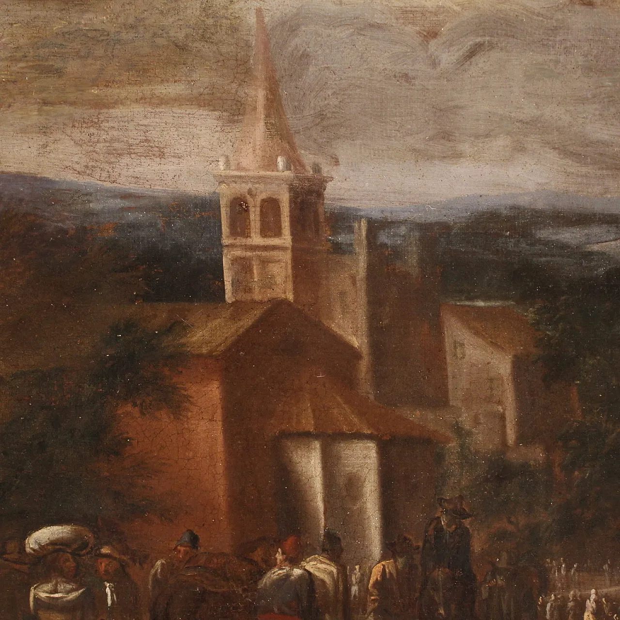 Landscape with figures, Italian oil painting, 18th century 15