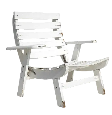 Poltrona da giardino pieghevole in legno bianco, anni '60