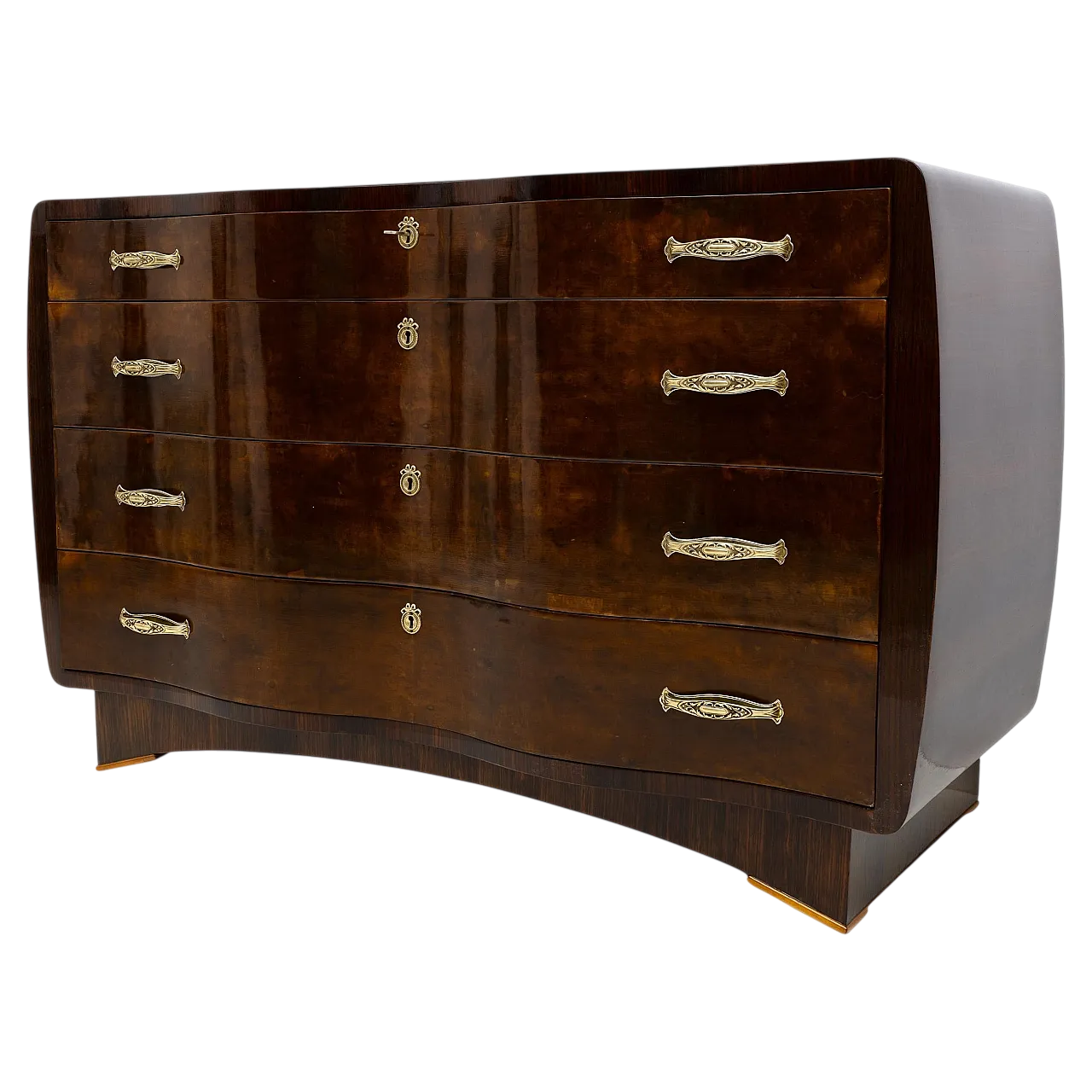 Cassettiera curvilinea in radice di Thuja in stile Art Déco, anni '30 11