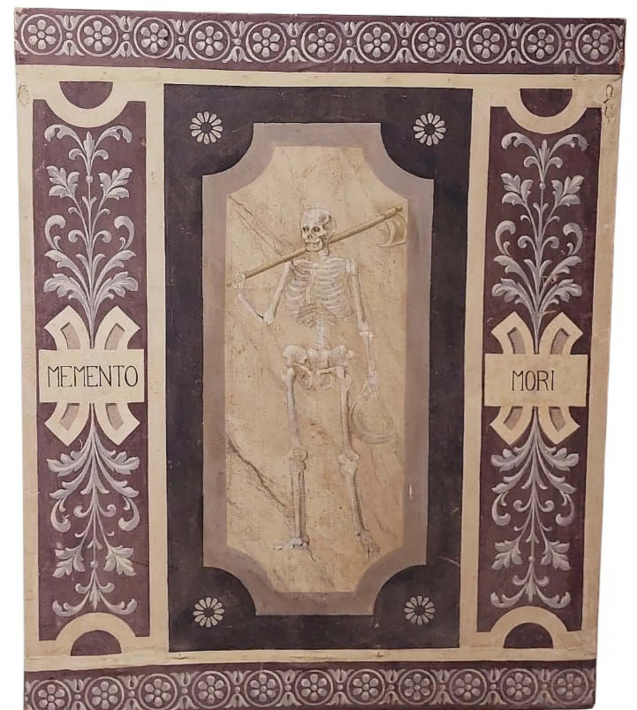 Memento Mori Grande scheletro dipinto a tempera su tela, '600 1