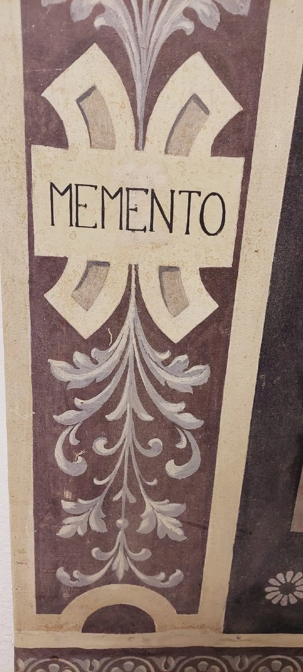 Memento Mori Grande scheletro dipinto a tempera su tela, '600 2
