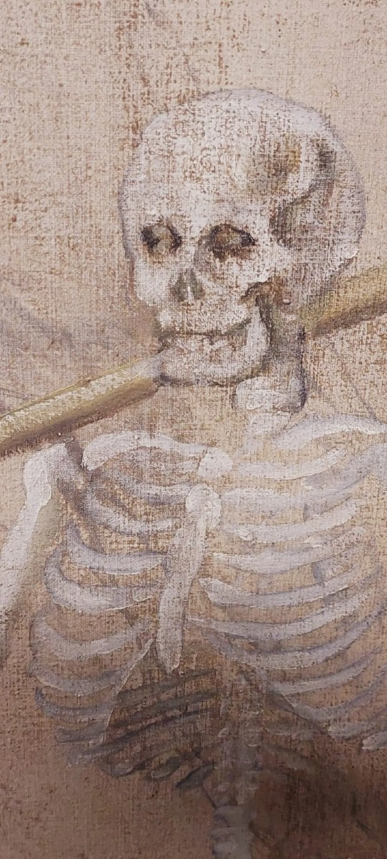 Memento Mori Grande scheletro dipinto a tempera su tela, '600 3