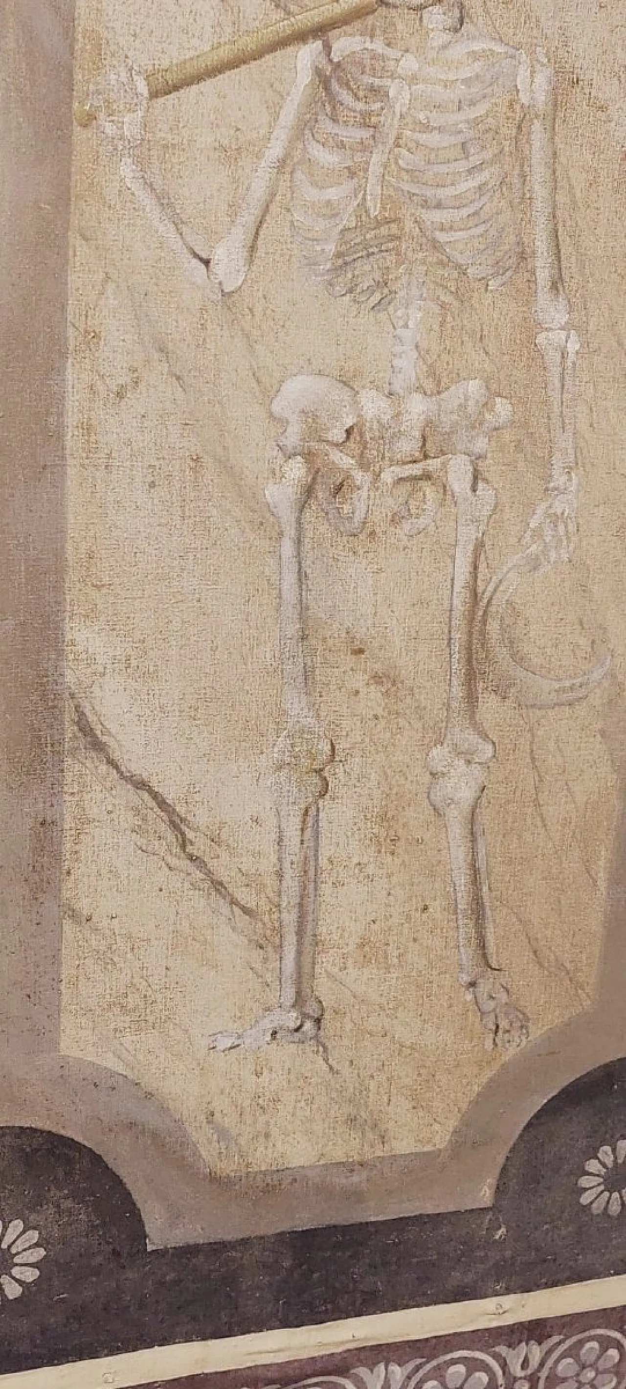 Memento Mori Grande scheletro dipinto a tempera su tela, '600 9