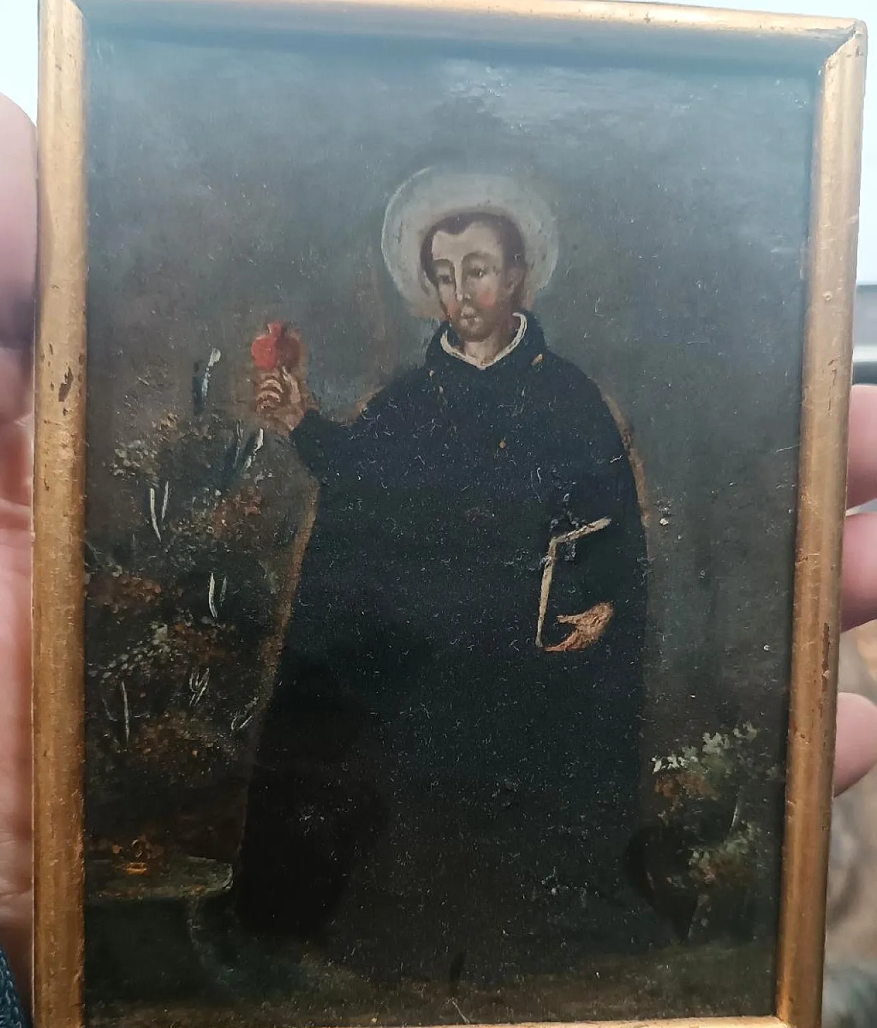 Copper painting of a Jesuit saint, 18th century 3