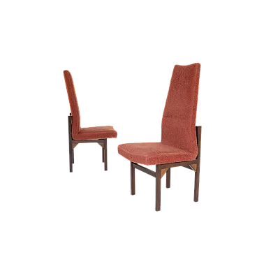 6 teak and red bouclé chairs, 1960s