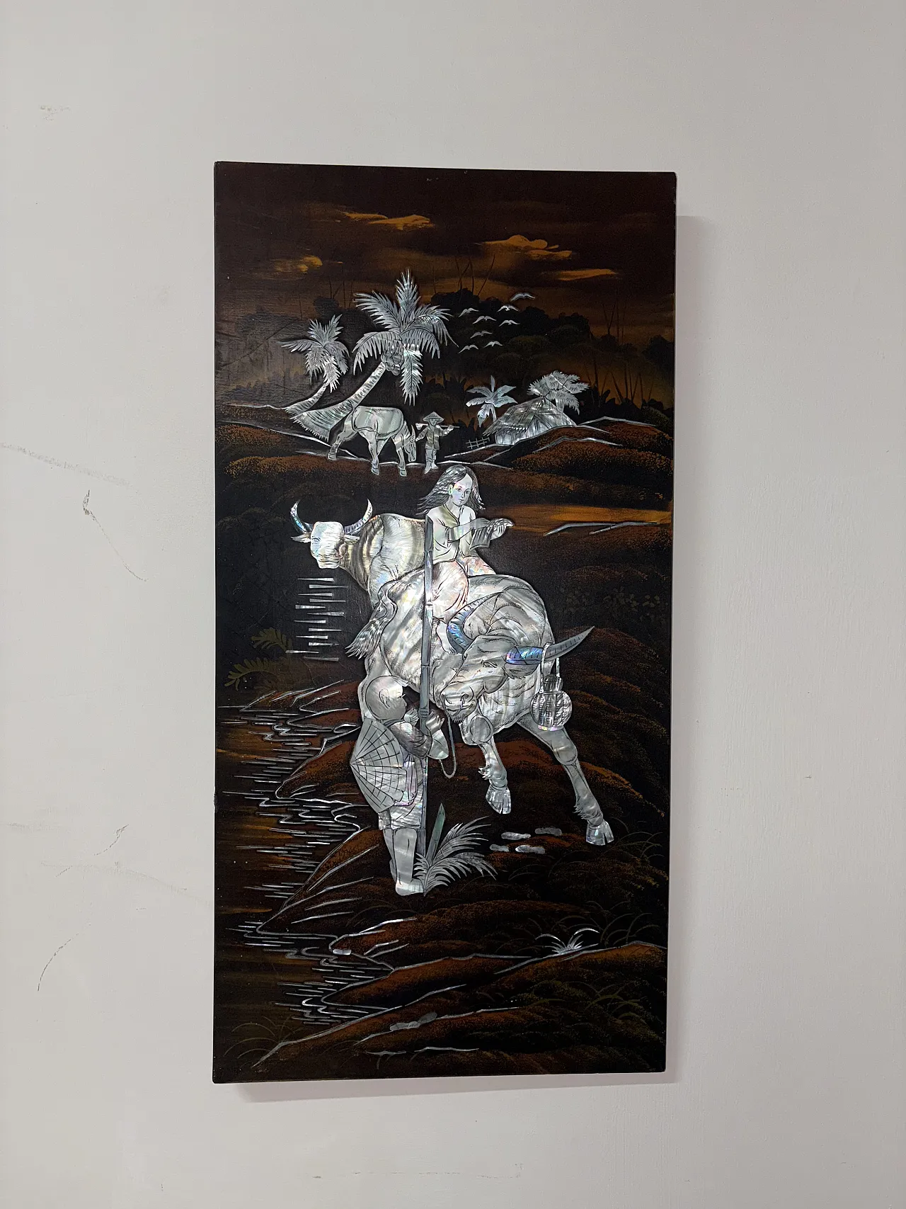 Pannello orientale in madreperla, anni '50 1