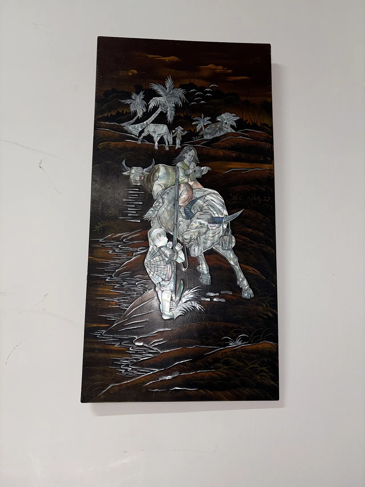 Pannello orientale in madreperla, anni '50 2