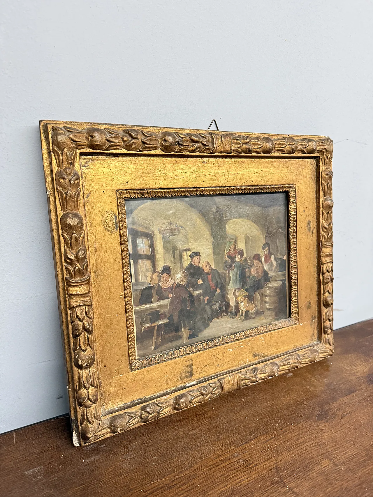 Dipinto ad olio su carta XIX Romberg in cornice, '800 1