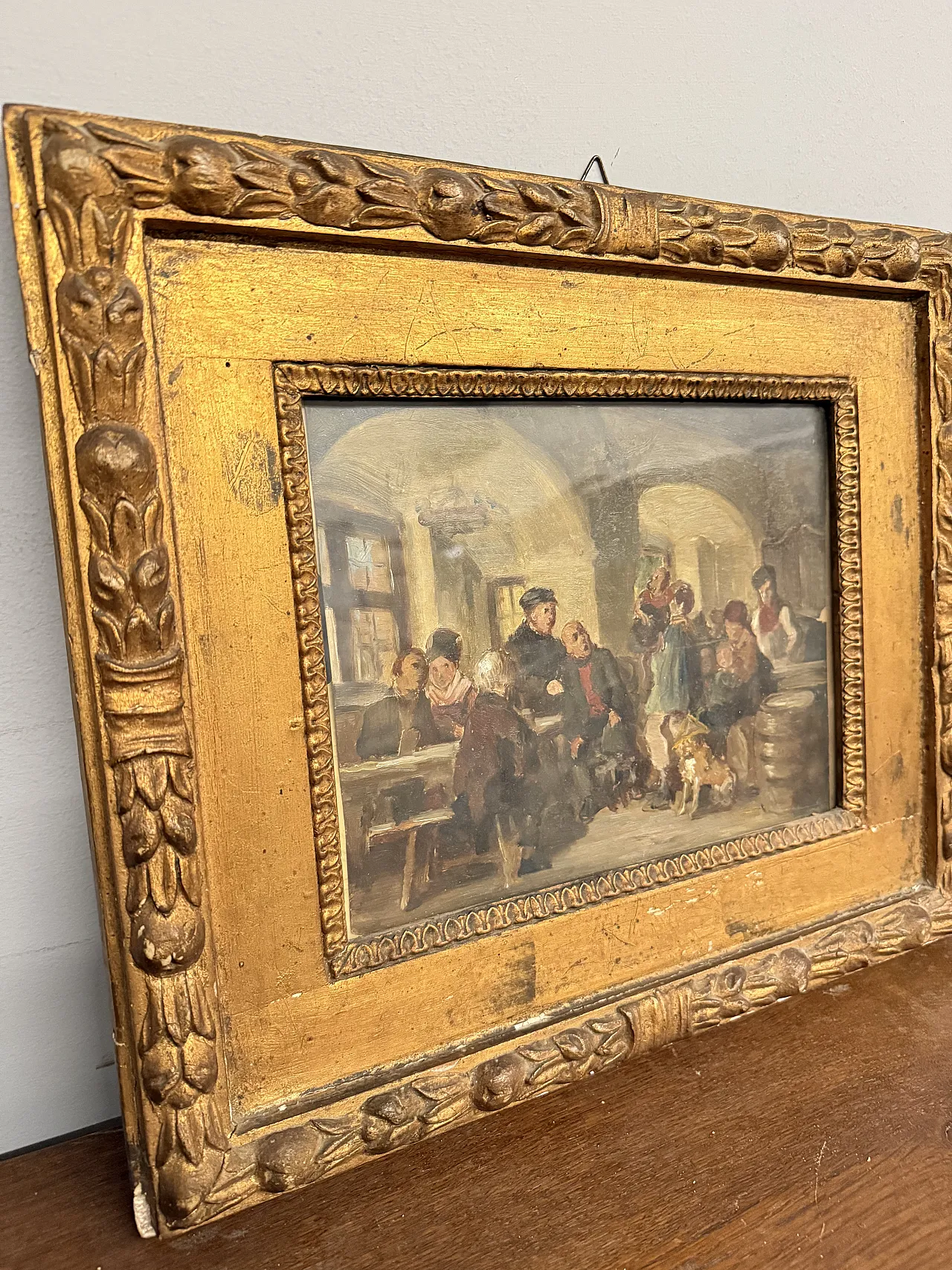 Dipinto ad olio su carta XIX Romberg in cornice, '800 10