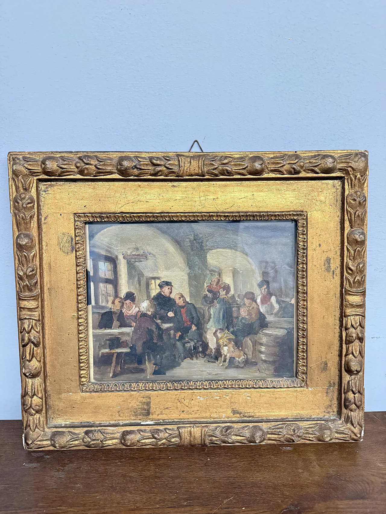 Dipinto ad olio su carta XIX Romberg in cornice, '800 11