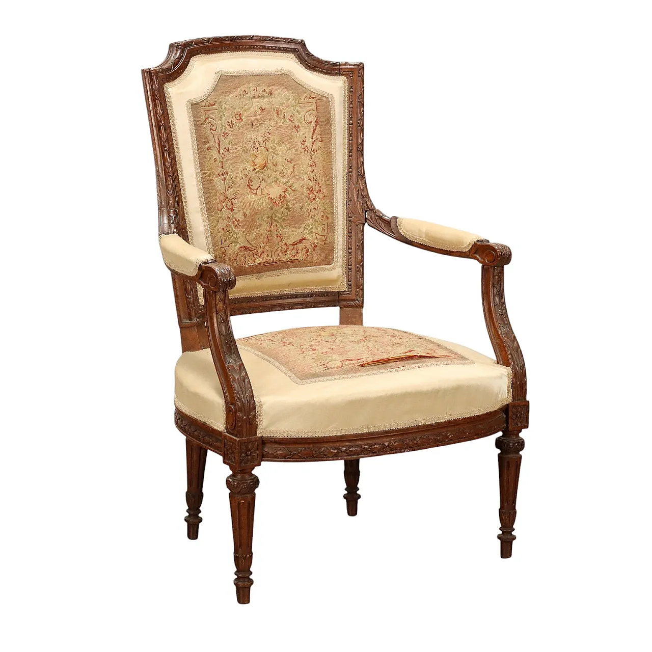 Painted beech and walnut armchair, 19th century 1