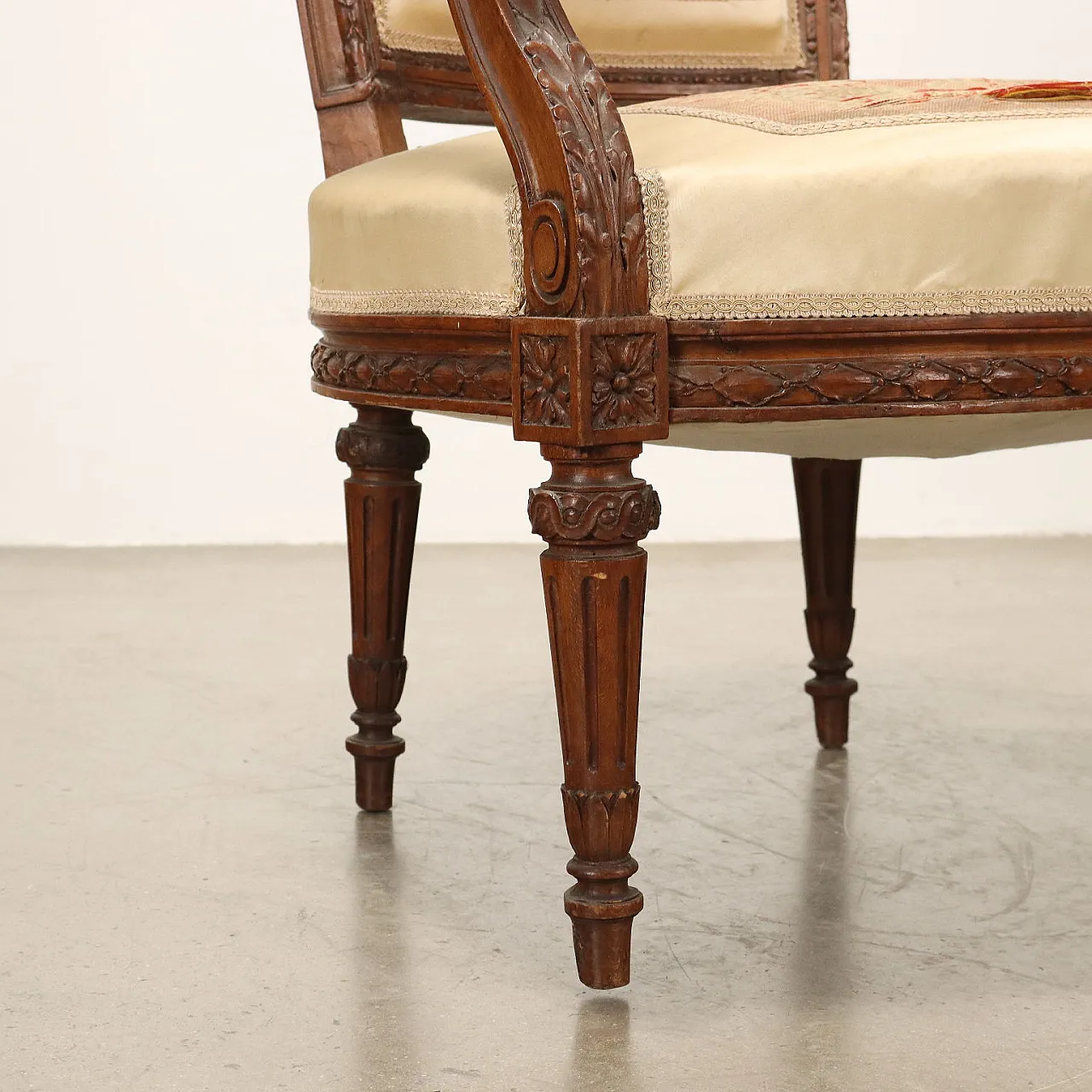 Painted beech and walnut armchair, 19th century 6