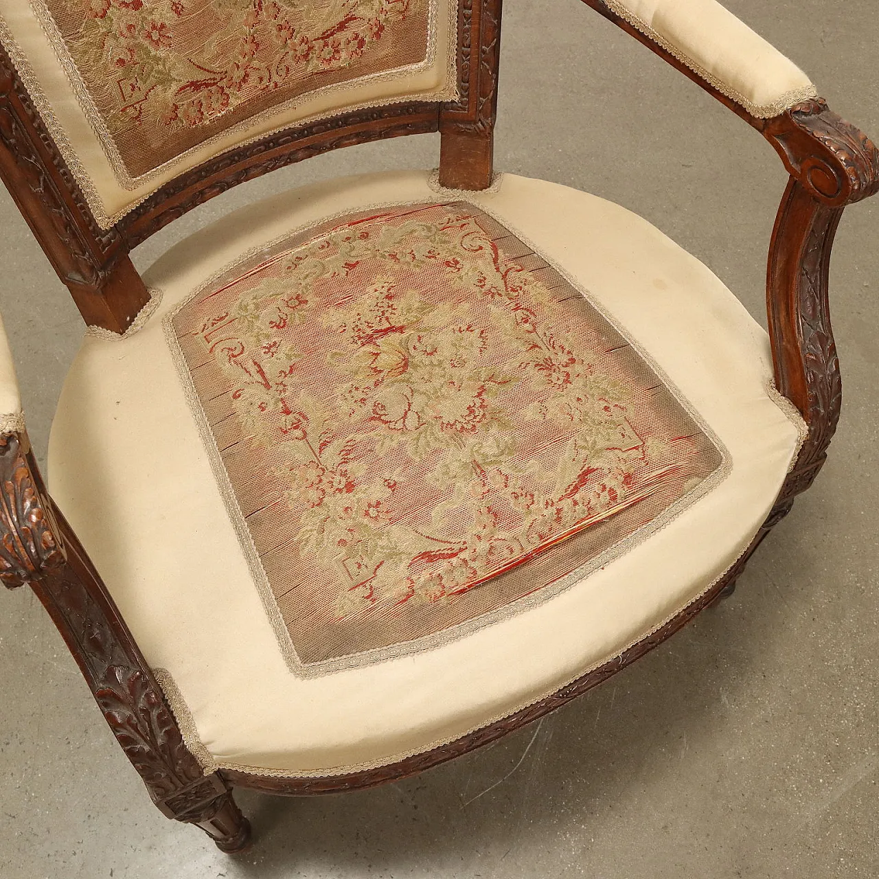 Painted beech and walnut armchair, 19th century 7