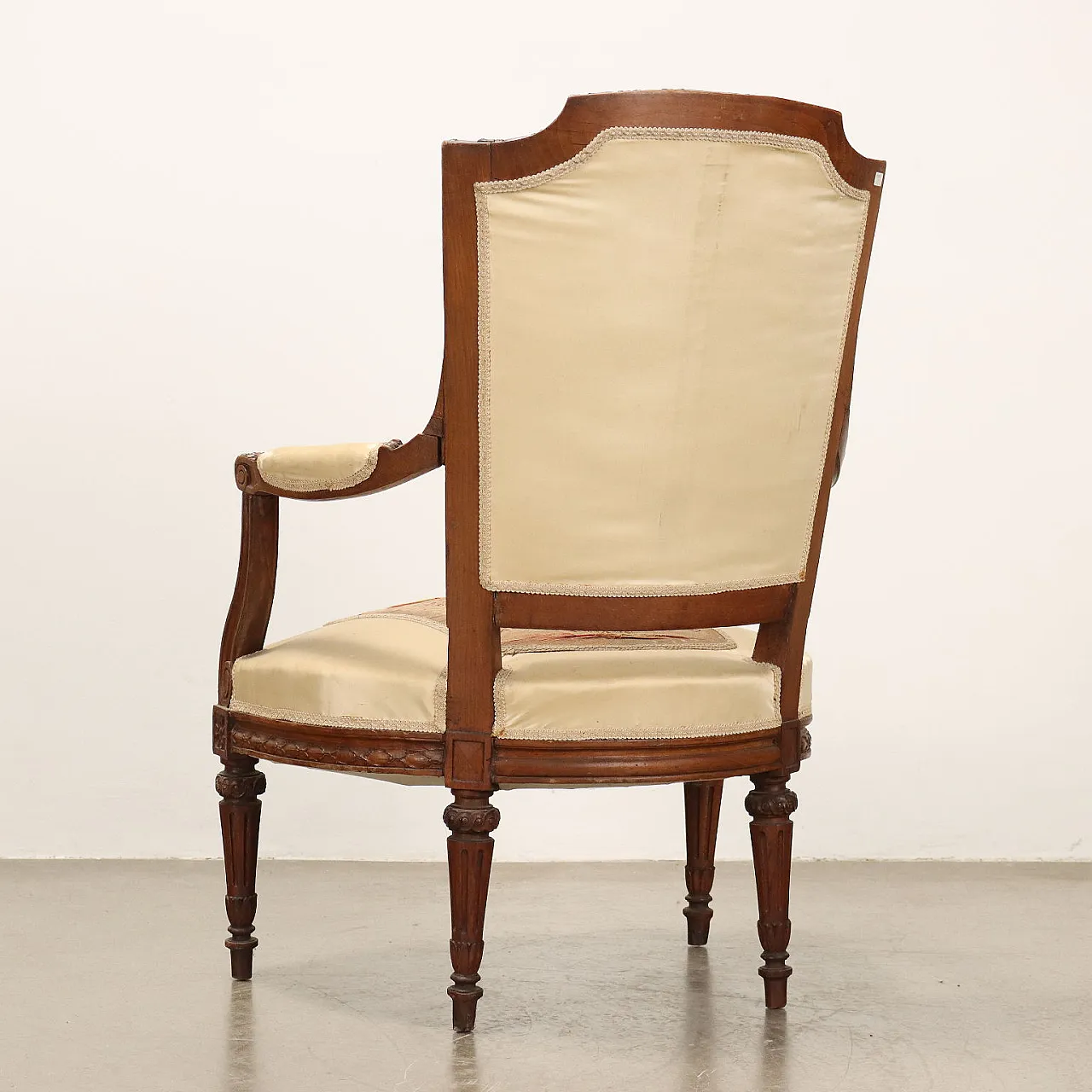 Painted beech and walnut armchair, 19th century 8