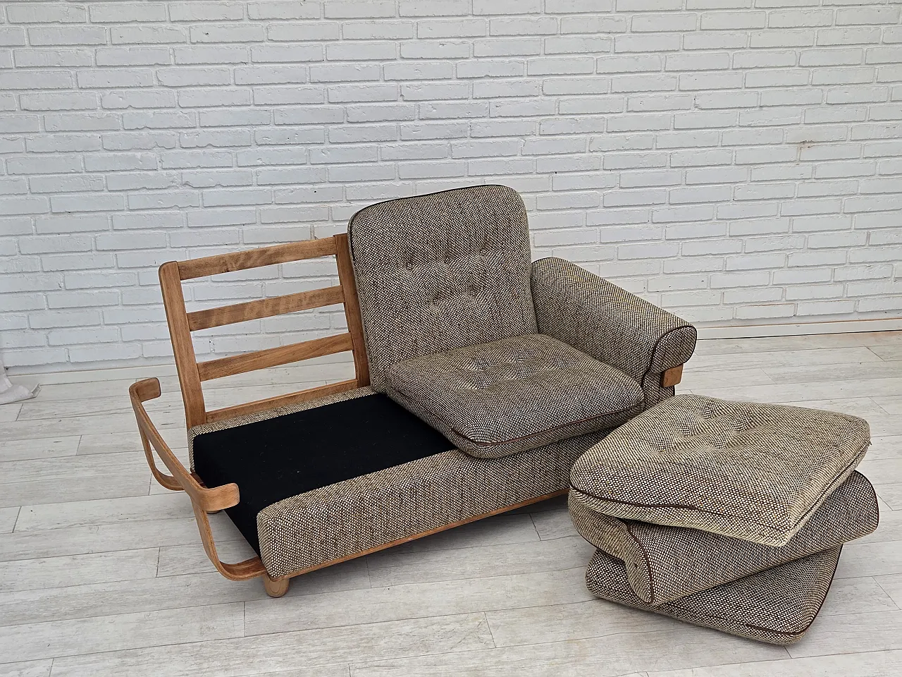 Danish 2-seater sofa wool, 1970s 8