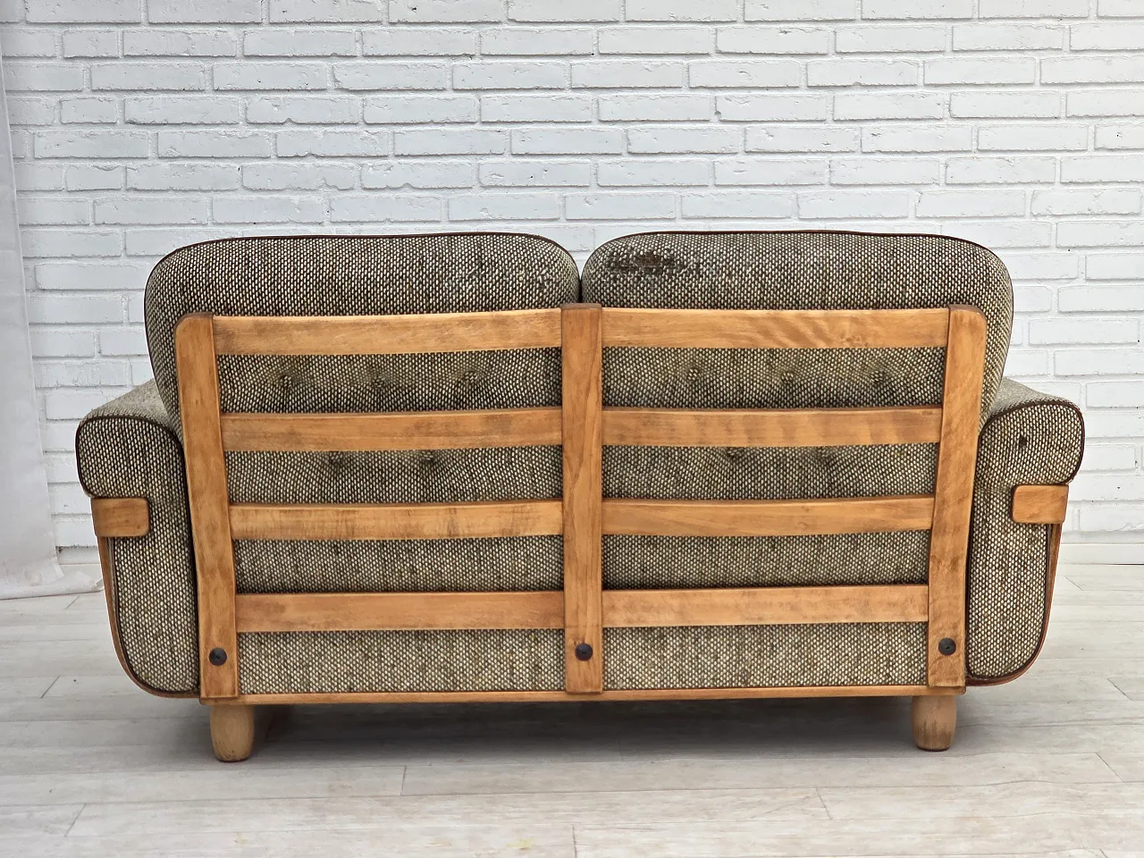 Danish 2-seater sofa wool, 1970s 11