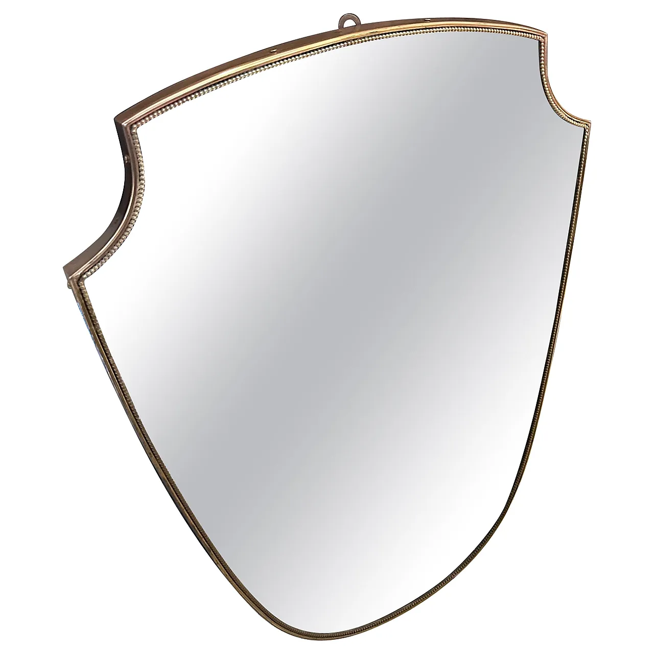 Specchio da parete a scudo in ottone di Gio Ponti, anni '60 1