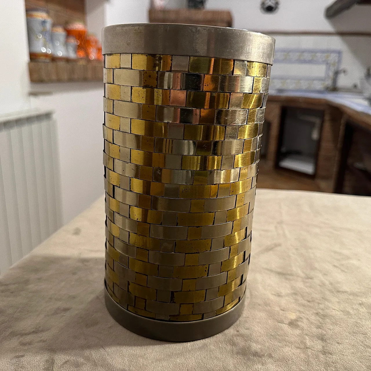 Brass and silver wine cooler by Romeo Rega, 1970s 3