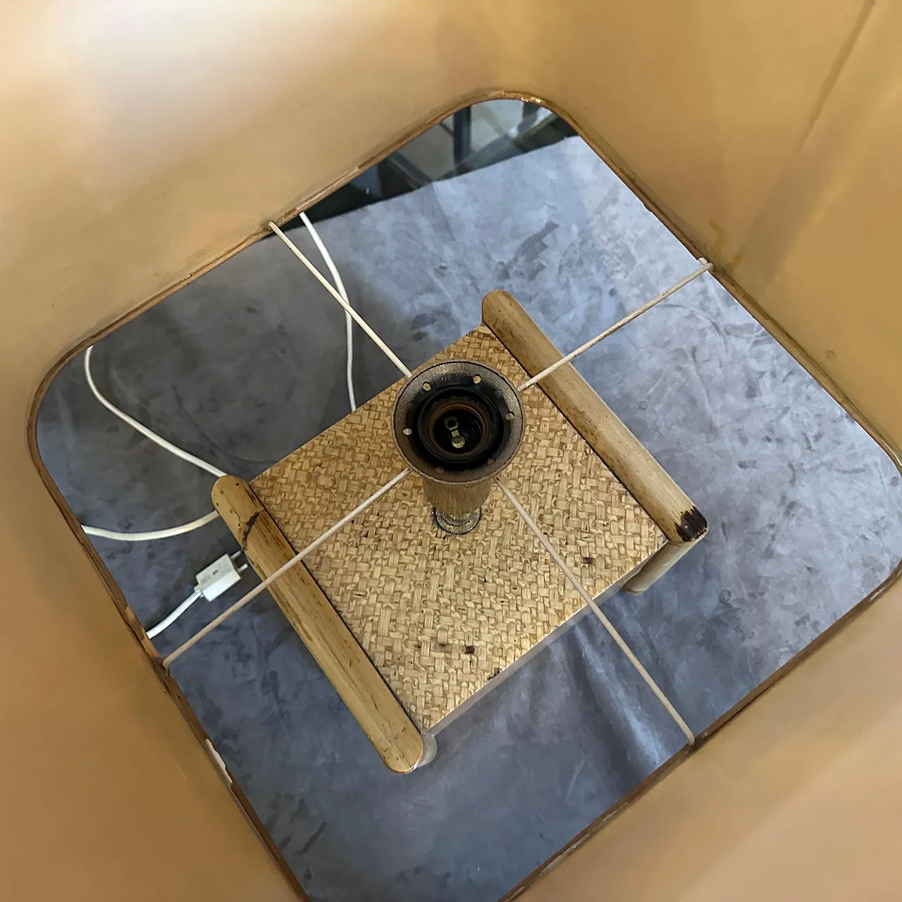 Bamboo and brass square table lamp by Gio Batta, mid 20th century 4