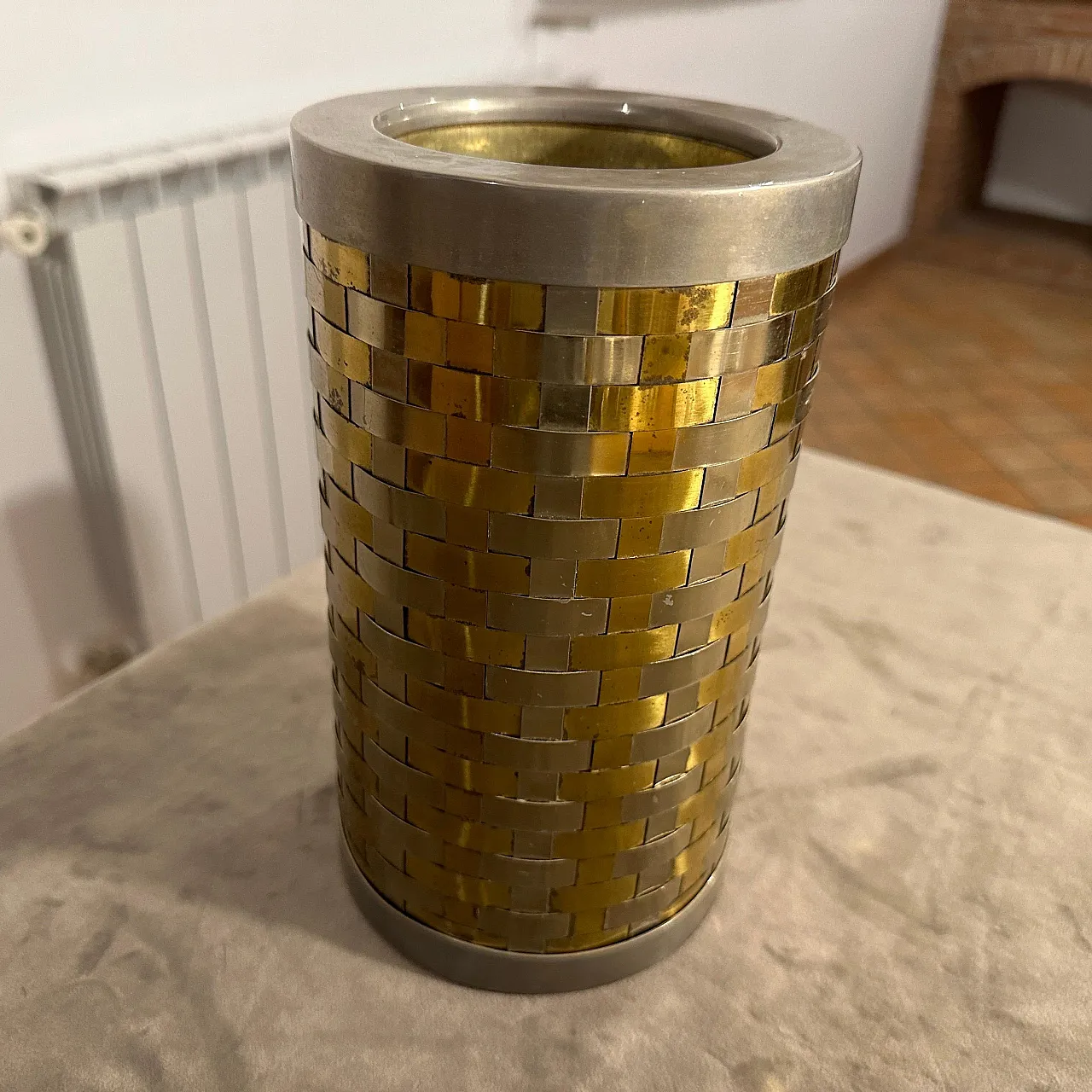 Brass and silver wine cooler by Romeo Rega, 1970s 11