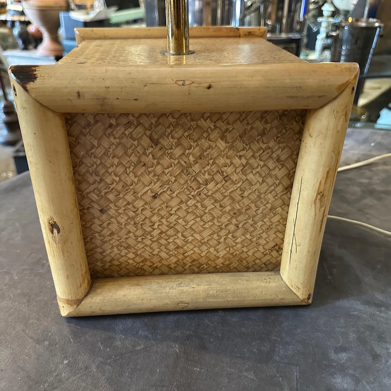 Bamboo and brass square table lamp by Gio Batta, mid 20th century 13