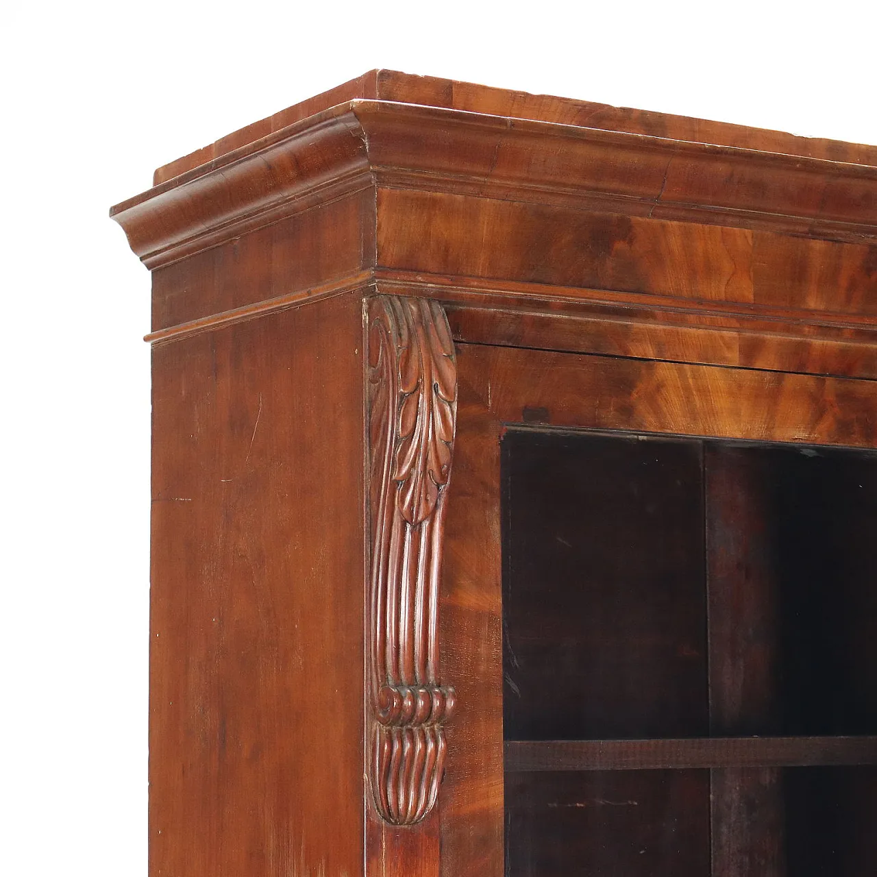 Libreria Luigi Filippo in pioppo impiallacciato con vetrina, '800 4