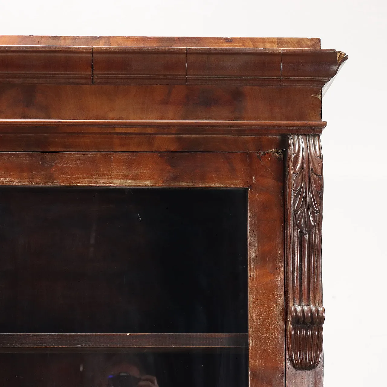 Libreria Luigi Filippo in pioppo impiallacciato con vetrina, '800 5