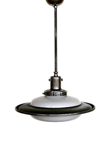 Lampada razionalista in metallo e vetro, anni '20