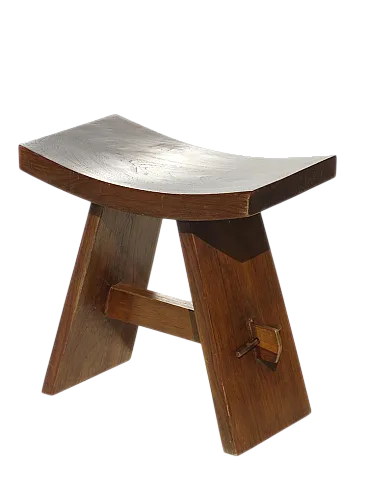 Sgabello in legno giapponese, anni '70
