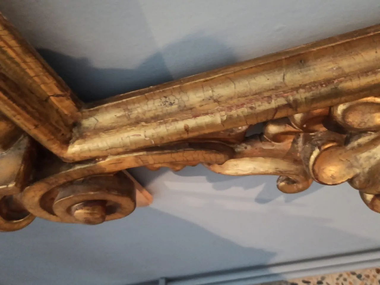 Grande cornice per specchio antico in legno dorato, '800 8