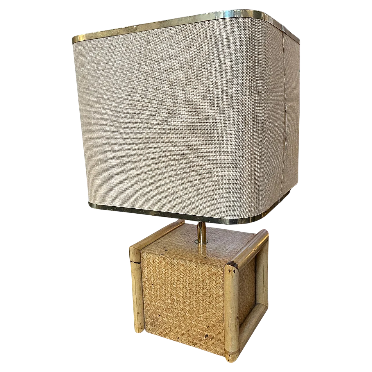 Bamboo and brass square table lamp by Gio Batta, mid 20th century 15