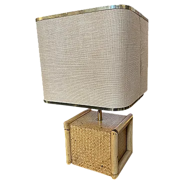 Bamboo and brass square table lamp by Gio Batta, mid 20th century