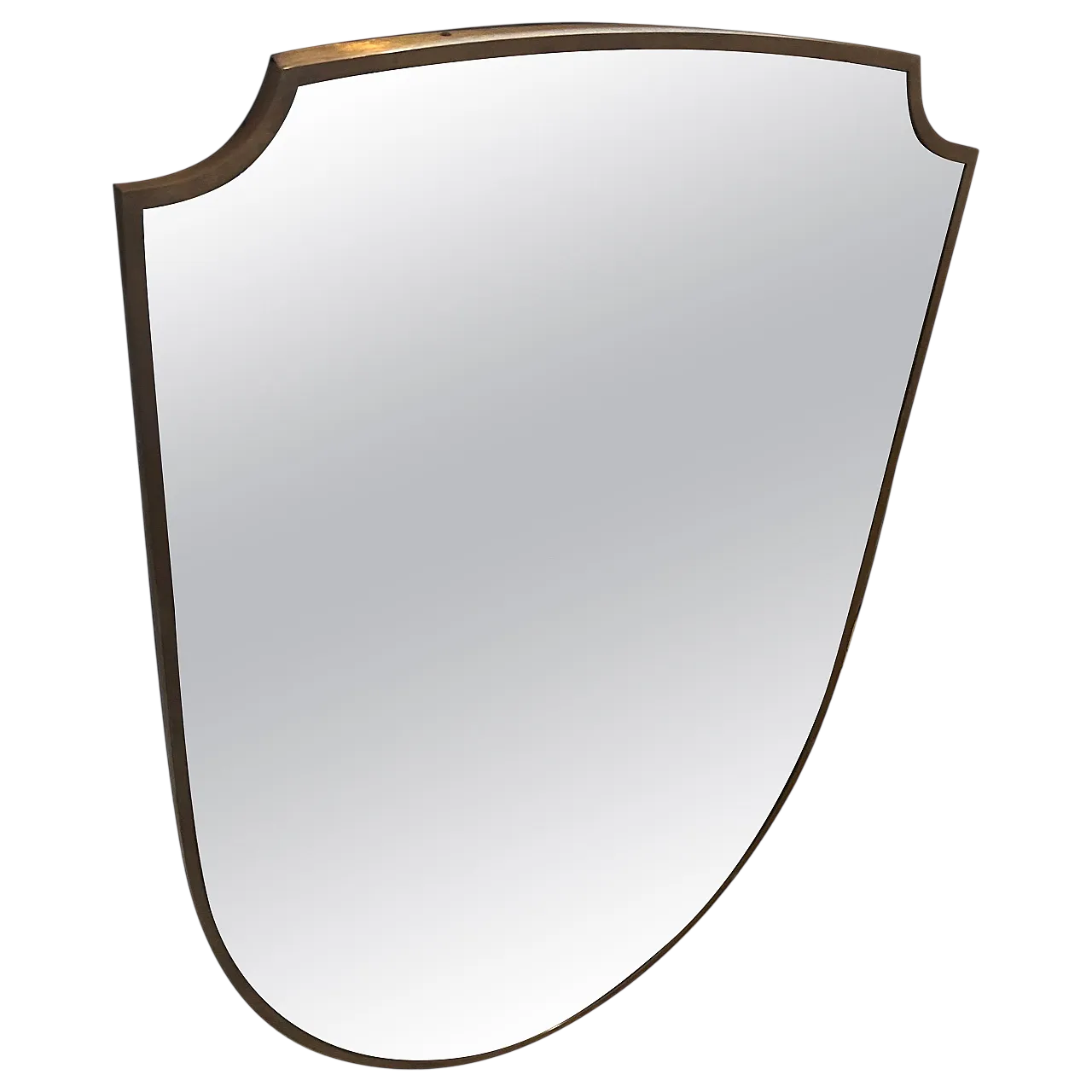 Specchio da parete a scudo in ottone di Gio Ponti, anni '50 12