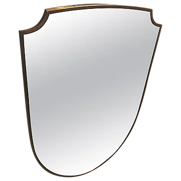 Specchio da parete a scudo in ottone di Gio Ponti, anni '50