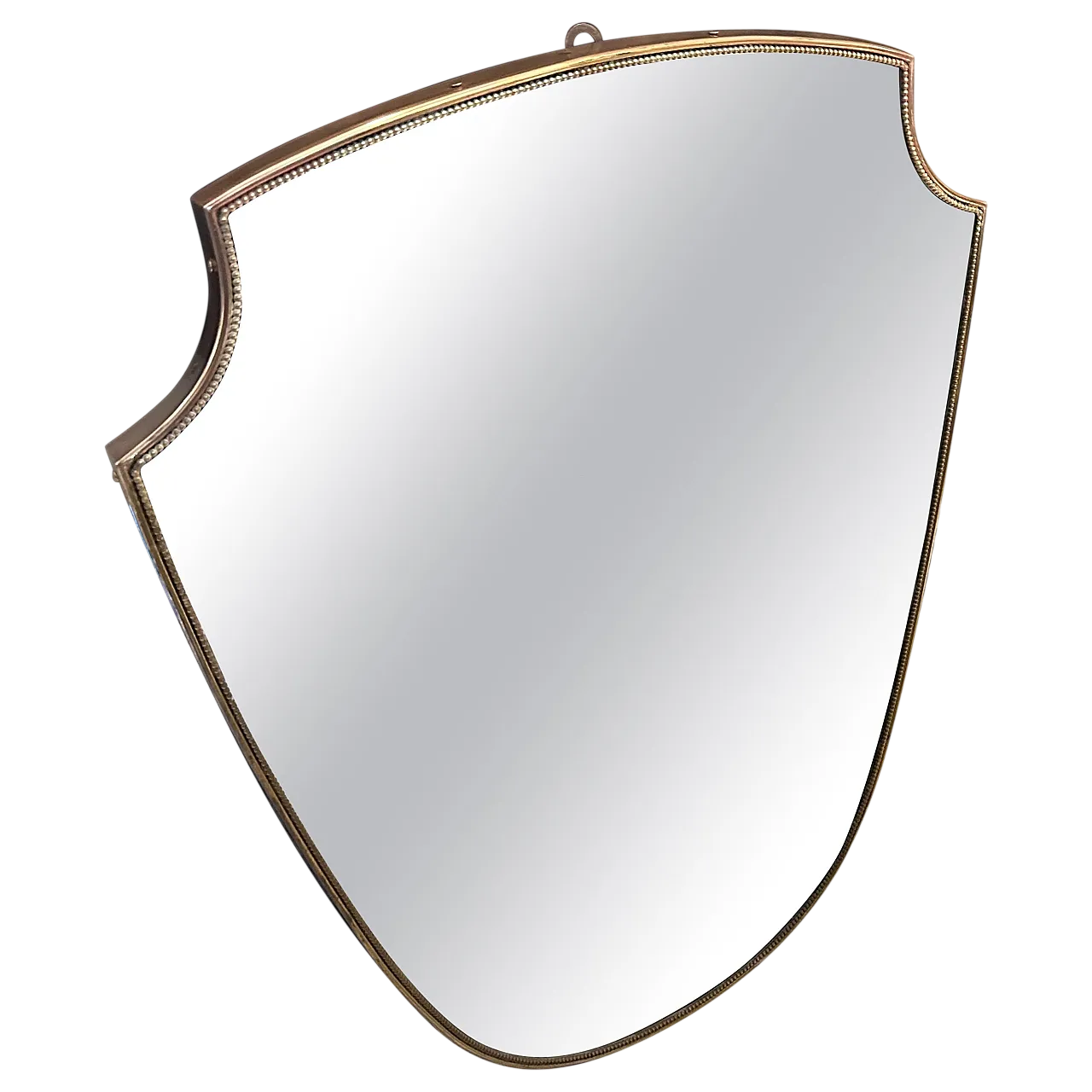 Specchio da parete a scudo in ottone di Gio Ponti, anni '60 13
