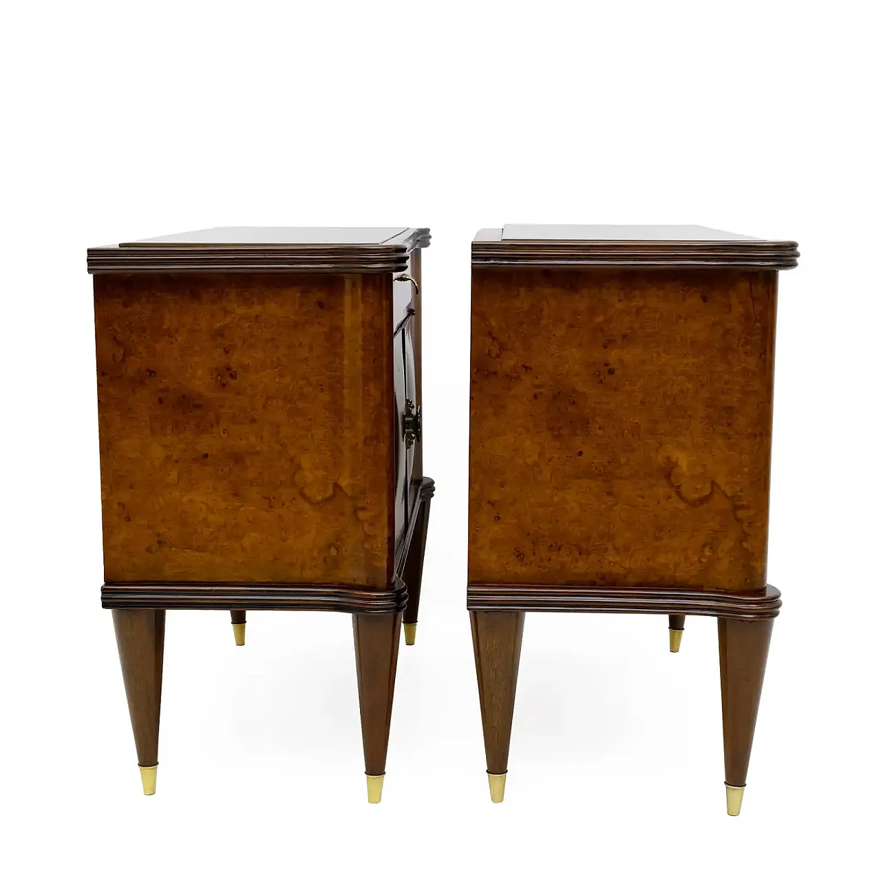 Coppia di comodini in noce e radice di Thuja, anni '50 6