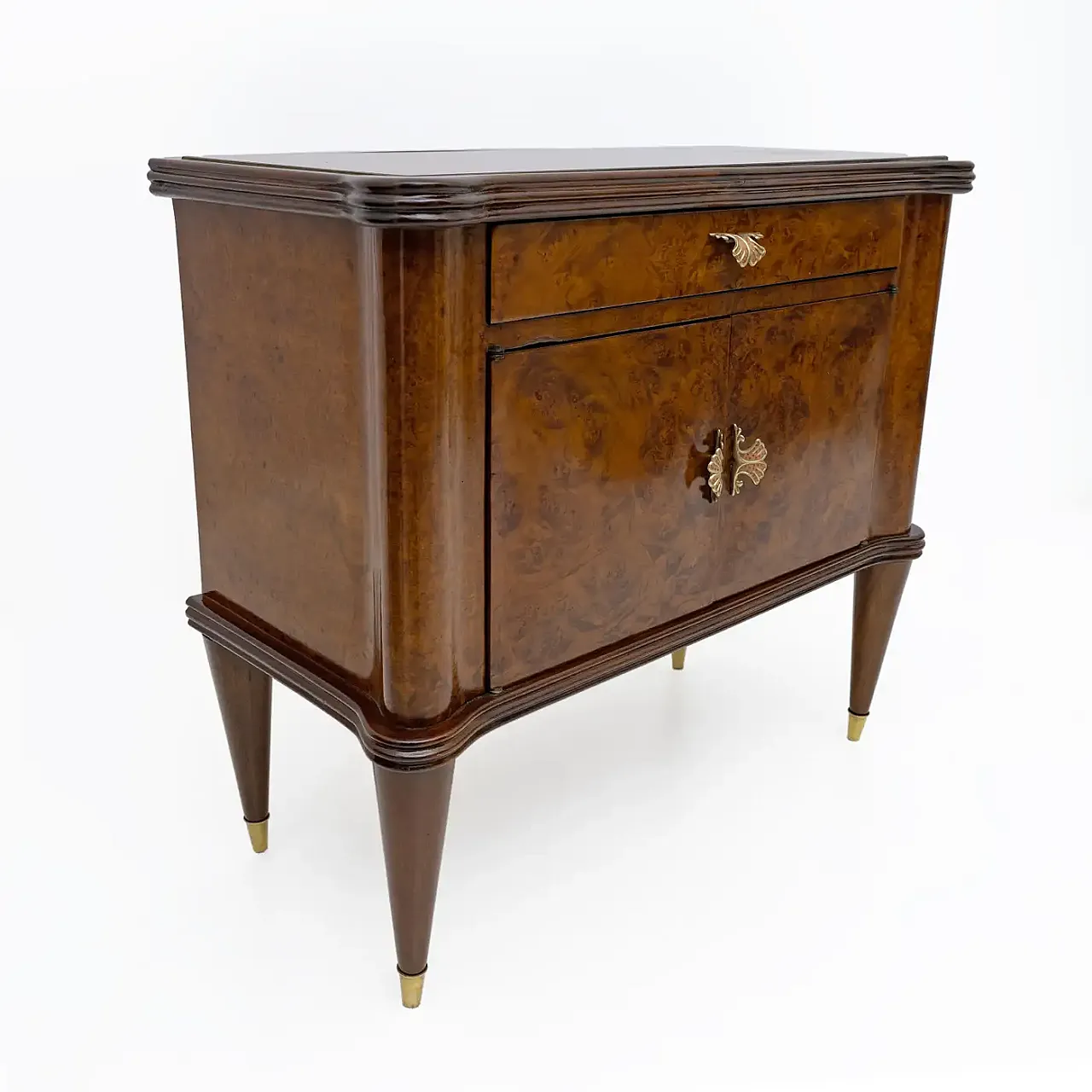 Coppia di comodini in noce e radice di Thuja, anni '50 8