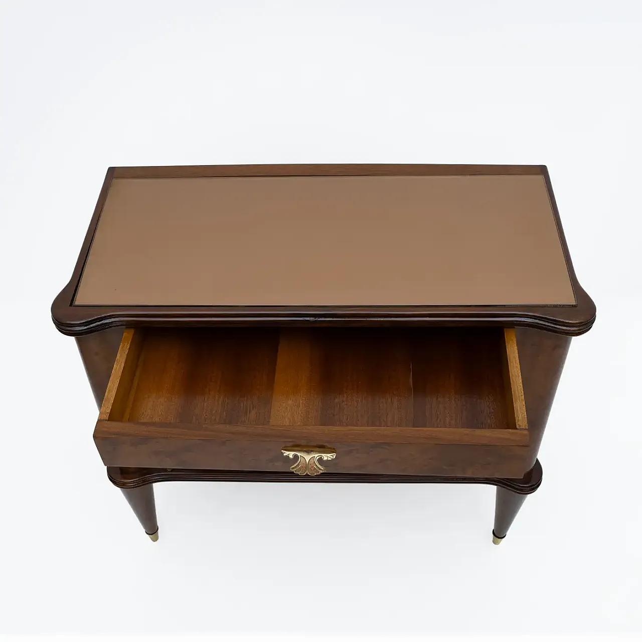 Coppia di comodini in noce e radice di Thuja, anni '50 10