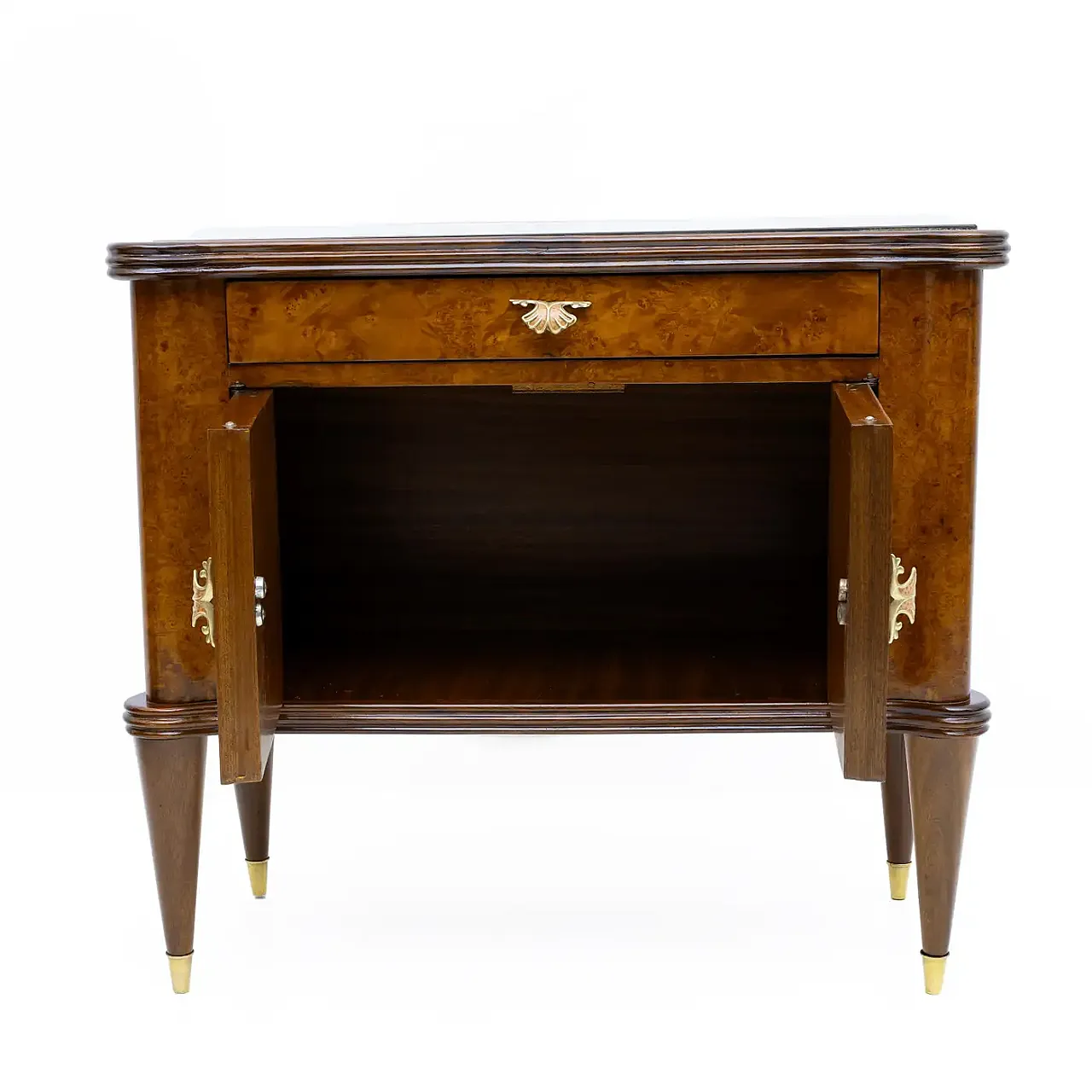 Coppia di comodini in noce e radice di Thuja, anni '50 11