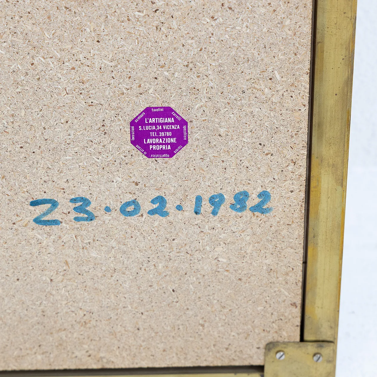 Specchio con cornice in ottone, anni '80 1