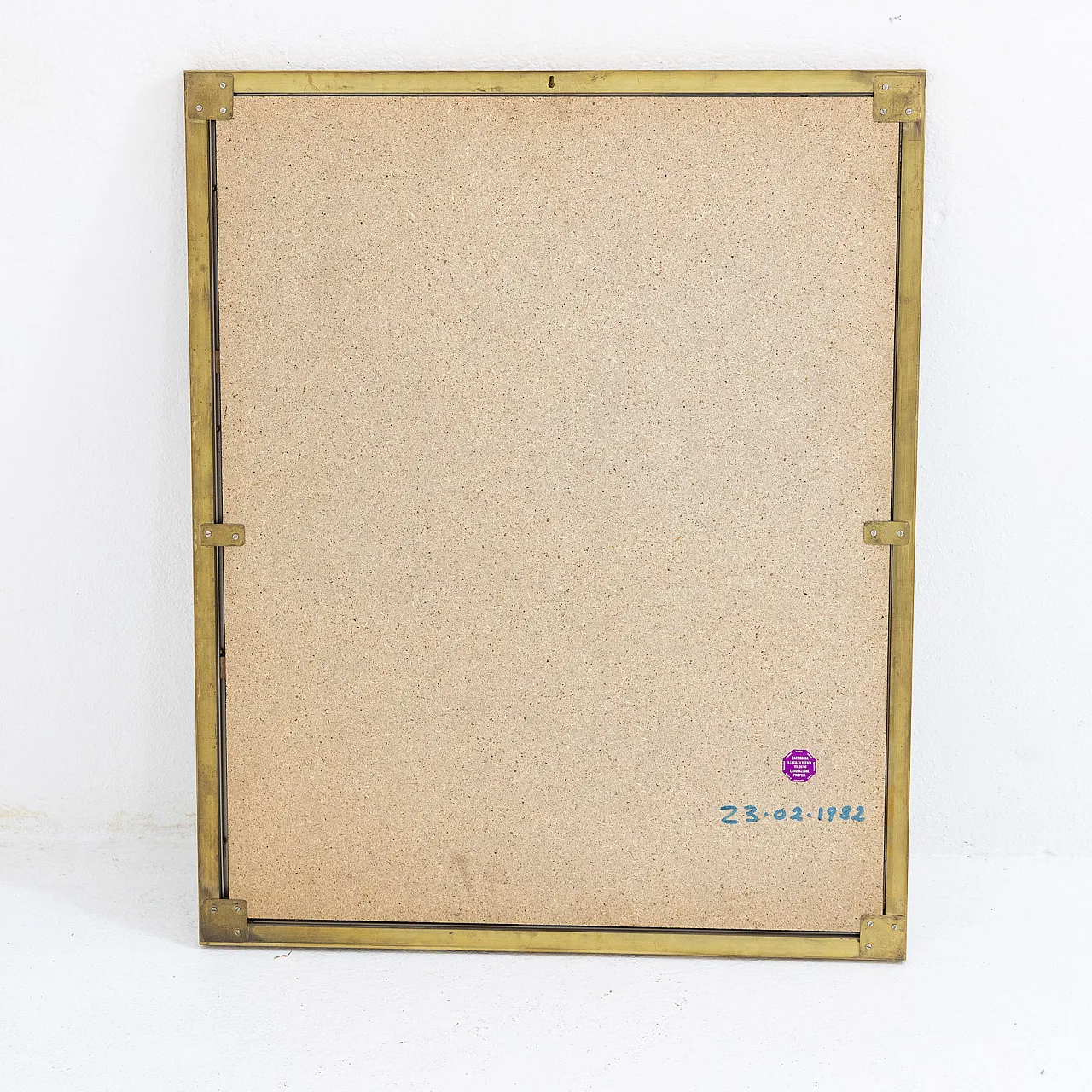 Specchio con cornice in ottone, anni '80 2