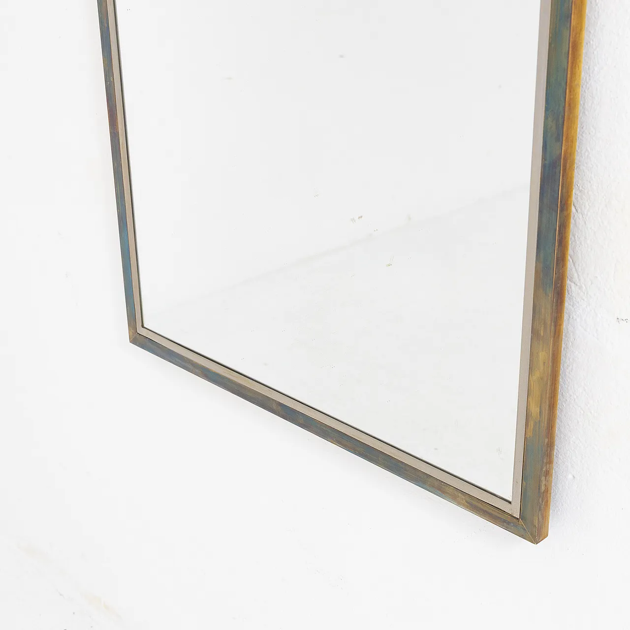 Specchio con cornice in ottone, anni '80 4